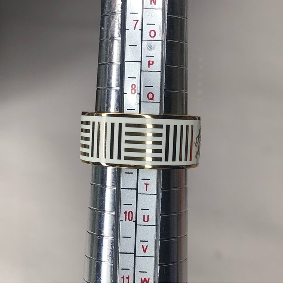 LOUIS VUITTON LV Damier Berg White Gold Plated Unisex Ring Sz MED 9-1/4 20 NWOT - Picture 7 of 14